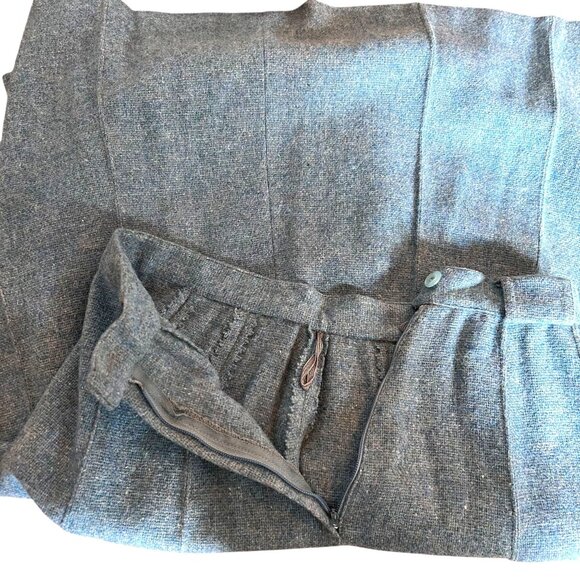 Vtg Koret Of California Wool Skirt Green Blue Teal Belt Size 9/10 Union Made - Picture 7 of 16